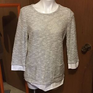 Talbots‎ Layered Look Heather Gray White Shirt